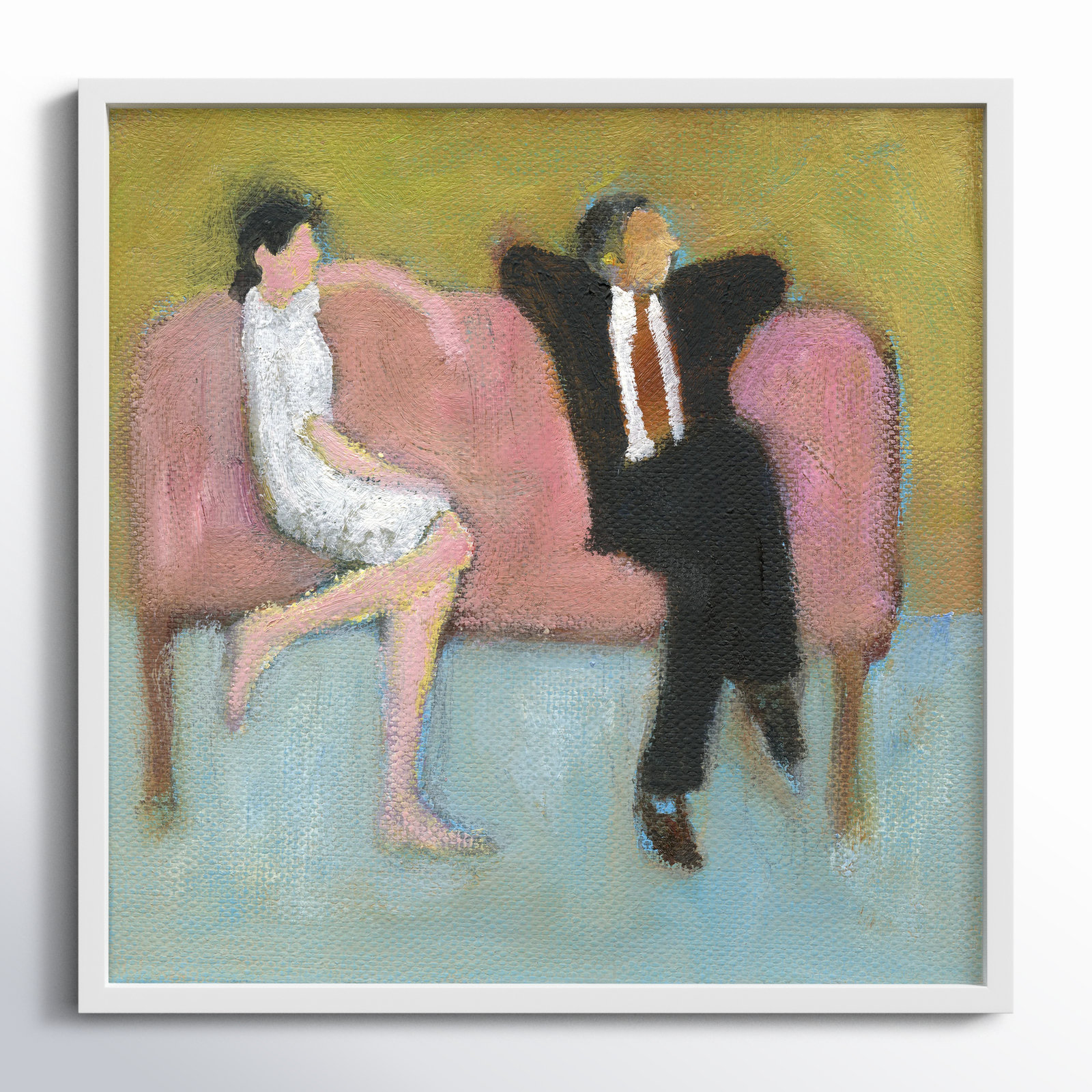 The Pink Couch by Simon Schneiderman, 24" H x 24" W x 1.25" D, White