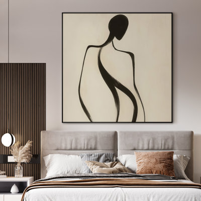 Extra Large Wall Art Fabric Print - Abstract Netural Modern Artwork Artwork Decor for Living Room or Bedroom - "Frame Assembly Required (Unfinished Frame)"