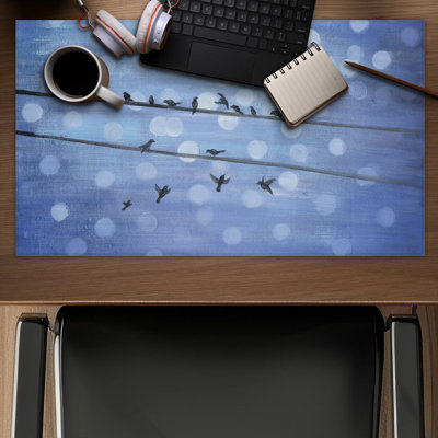 Birds on glittering blue sky - 14.00"x24.25" Desk mat