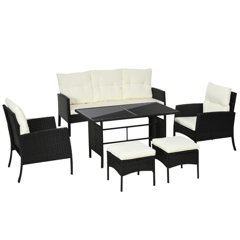 Leory Rattan Wicker 4 - Person Seating Group with Cushions