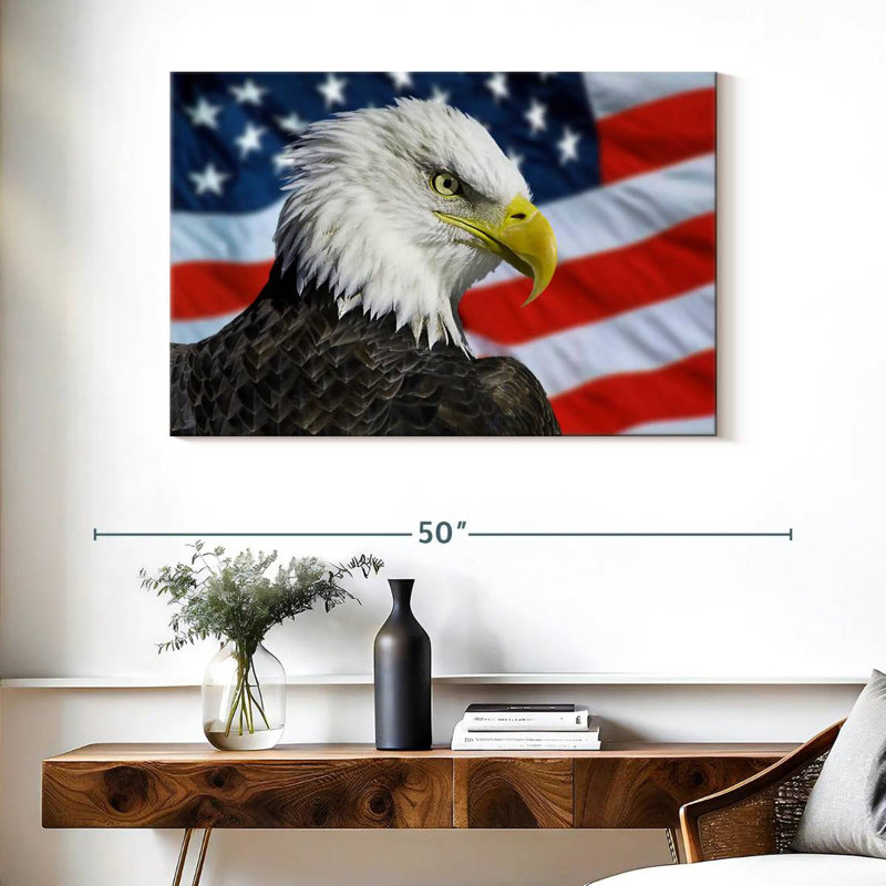 Brampt Patriotic Alaskan Bald Eagle, 26" H x 39" W