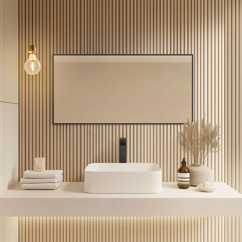 Miroir mural incassable Premium Premium, 36 po x 18 po, Noir mat