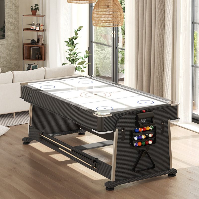 Table multi-jeux de 7 pi avec hockey sur coussin d'air, table de billard et tennis de table, table de jeu d'intérieur 4 en 1