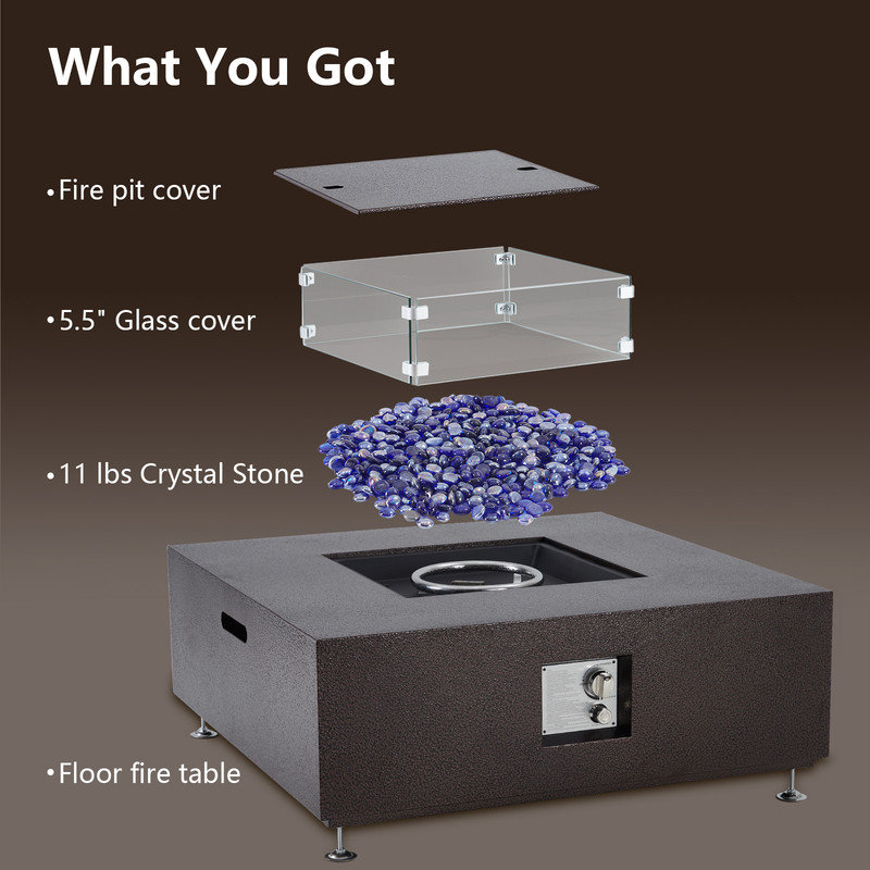 Propane Fire Pit Table for Outside Patio, Outdoor Gas Fire Pit Tabletop Fireplace with, 50000 BTU Fire Table for Patio Furniture Set, Cover Included