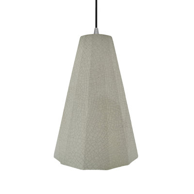Radiance - Fluted 1-Light Pendant - Celadon Green Crackle - Brushed Nickel - 9"W x 13"H - Replaceable Bulb - Black Cord