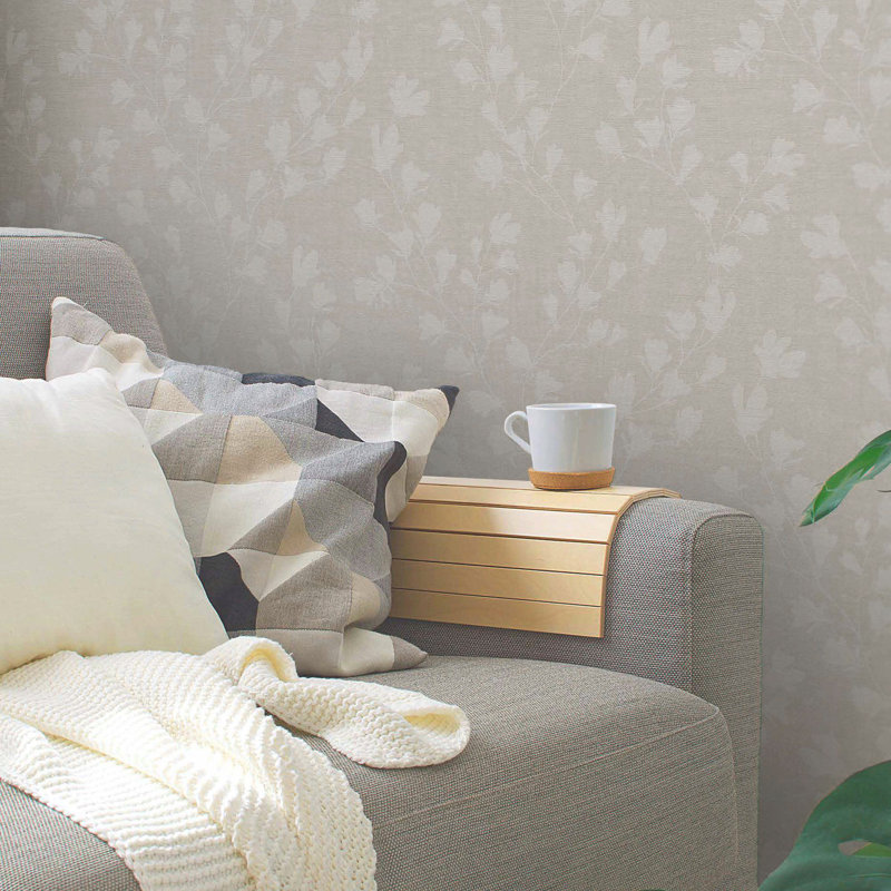 Yokley Floral Trail Motif 10.05m x 53cm Textured Matte Wallpaper Roll, Cream/Beige