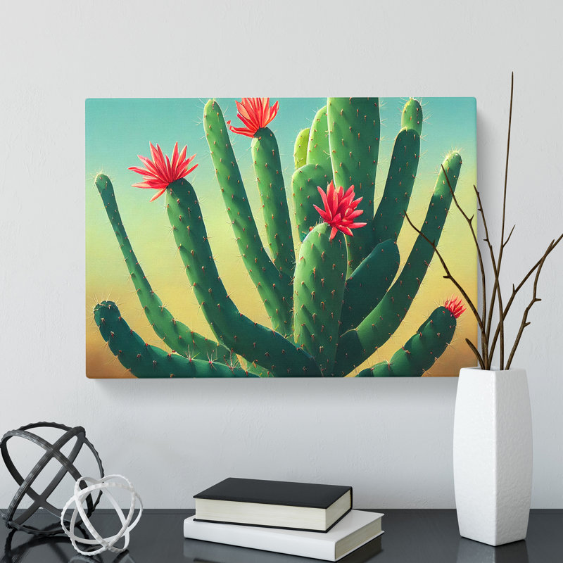 Feisty Cactus - Wrapped Canvas, 50cm H x 76cm W x 3cm D