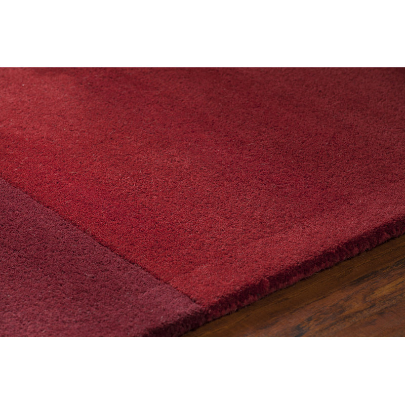 Tapis rouge / noir en laine touffeté à la main Shane, Rond 7 pi 9 po
