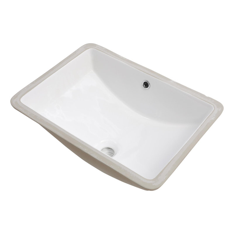 Lavabo de salle de bain rectangulaire en céramique avec trou de trop-plein 21 po x 14 po