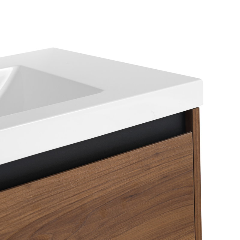 Meuble-lavabo moderne 30 po avec lavabo en résine, Brun