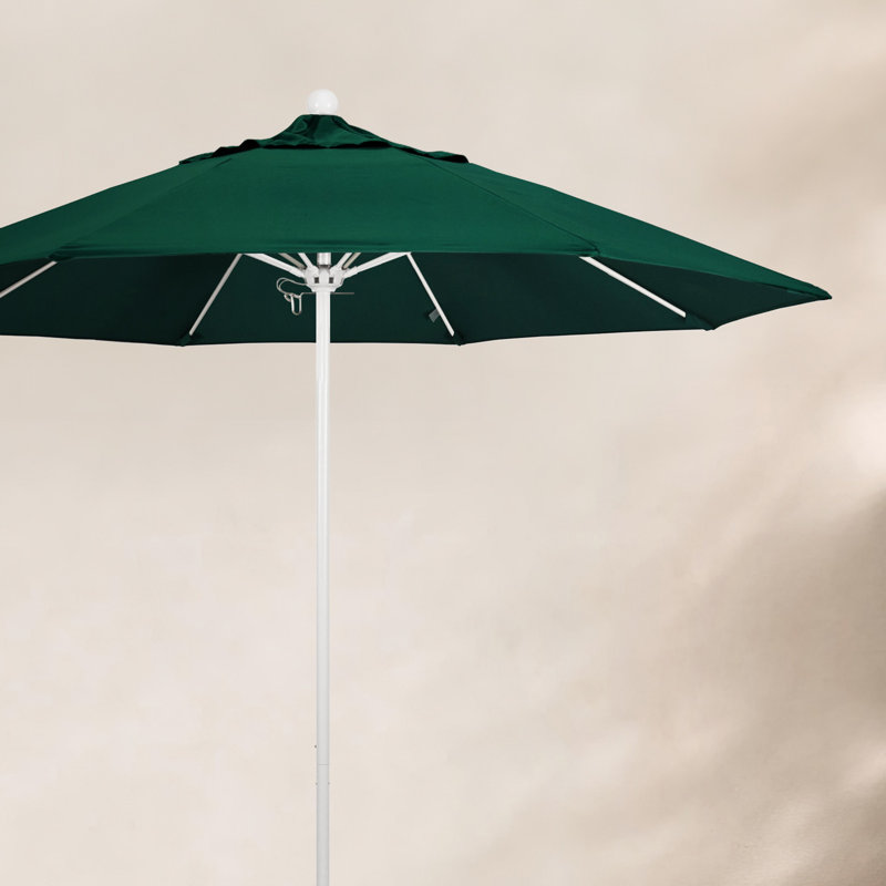 Parasol de marché 9 pi Maria, Blanc, Toile Sunbrella® vert forêt