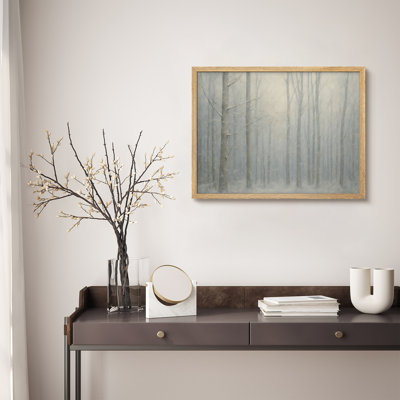 «Winter Forest Landscape», reproduction d'art encadrée, scène d'arbre brumeux serein pour chambre à coucher ou salon