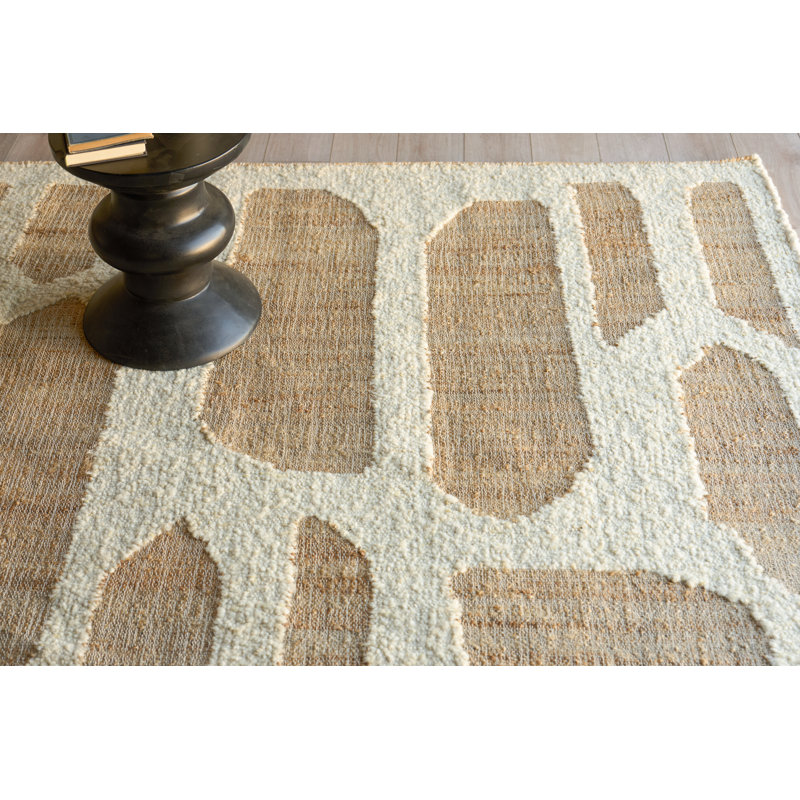 Pompano flatweave Wool/Jute Ivory/Beige Area Rug, 9'X12'