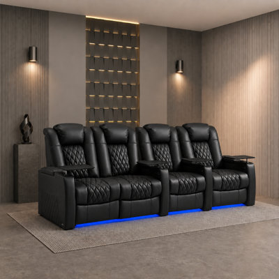 Power Zero Gravity Top Grain Leather Home Theater Recliner Seating