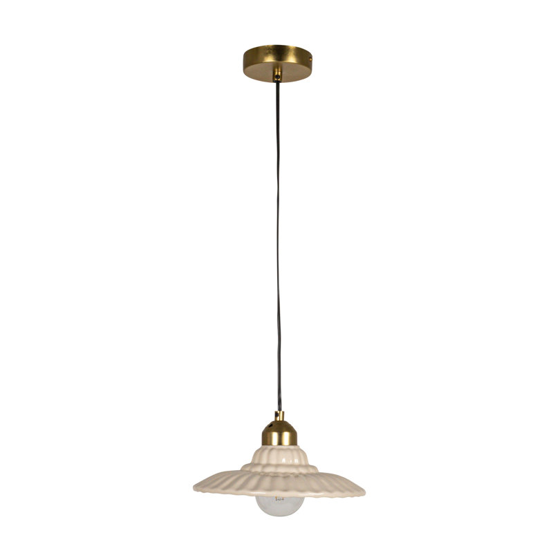 Elegant Stoneware Pleated Pendant Lamp
