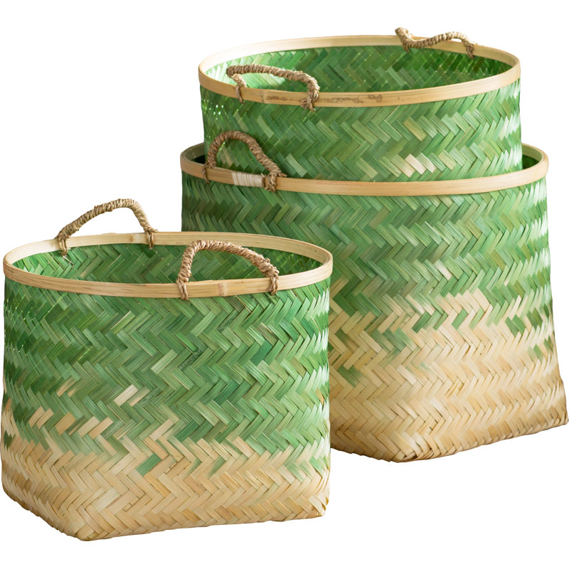 Dovecove Molokai Wicker/Rattan Decorative Basket, Green