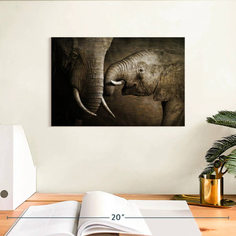 Brampt Affectionate Elephants, H 8 po x l 12 po