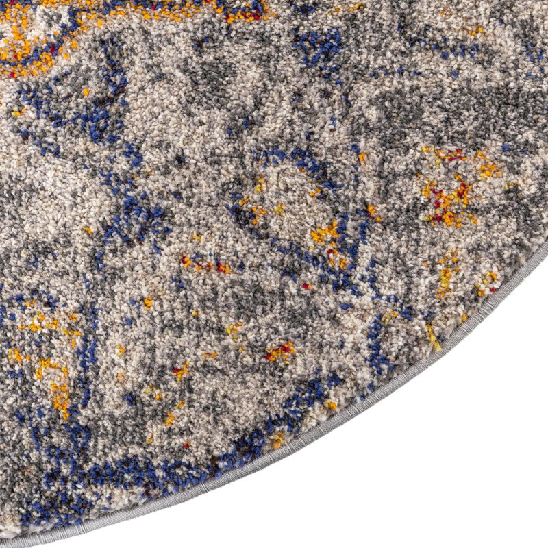 Dimonetta Washable Geometric Indoor Rug, Round 4'1"