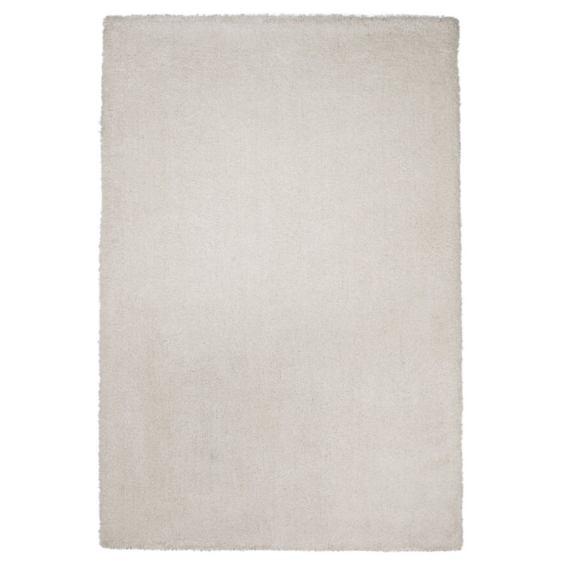Simoes Handmade Shag Ivory Area Rug, Rectangle 5' x 7'