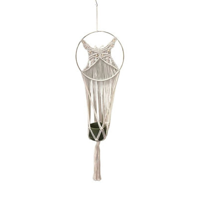 Macrame On Round Hoop Hanging Planter