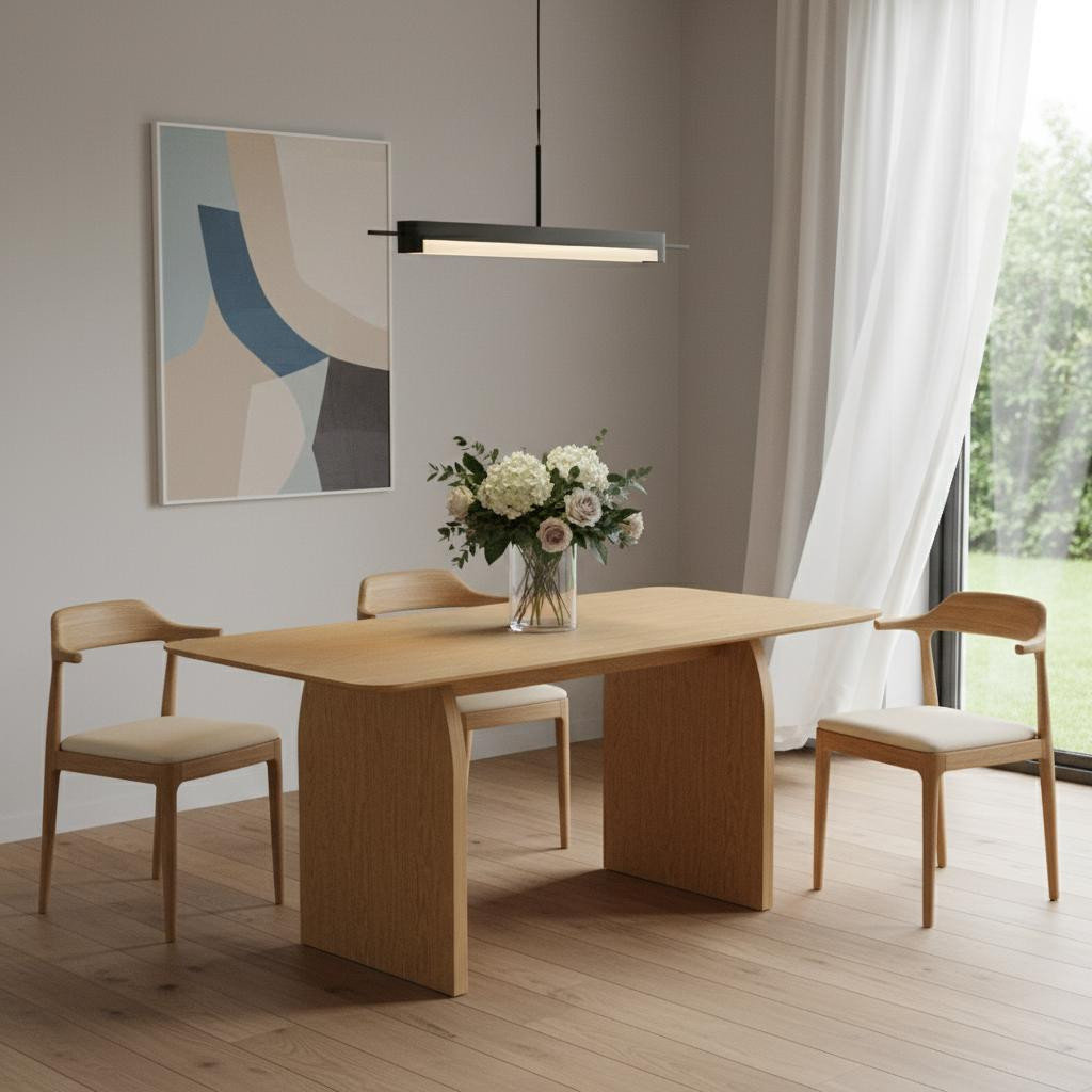 HomeRoots 66" Natural Solid Wood Double Pedestal Base Dining Table ...