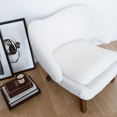 Chair Sherpa - Cloud White / Walnut