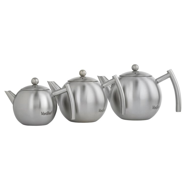 VeoHome Stainless Steel Teapot with Infuser 500 ml – Keeps Heat Thanks to Its Double Walled Design