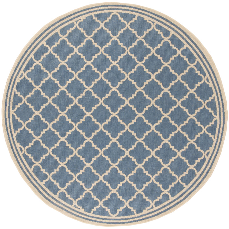 Tapis d'intérieur / extérieur à motif géométrique Adler, Rond 6 pi 7 po