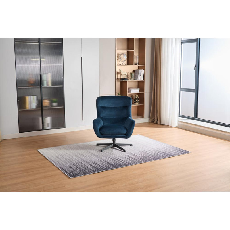 Watseka Upholstered Swivel Armchair with Footstool, Blue