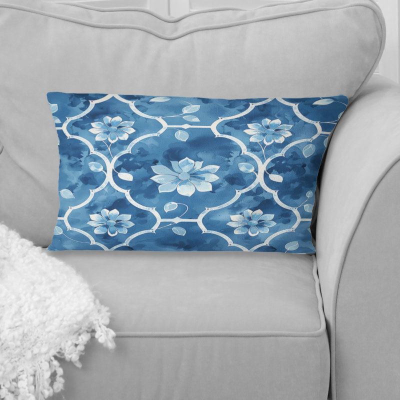 Coussin lombaire bleu Modern Trellis III