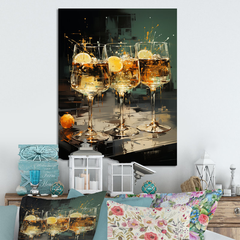Twilight Turquoise Vesper Expression Cocktail - Art mural en métal cocktails, H 20 po x l 12 po x P 1 po