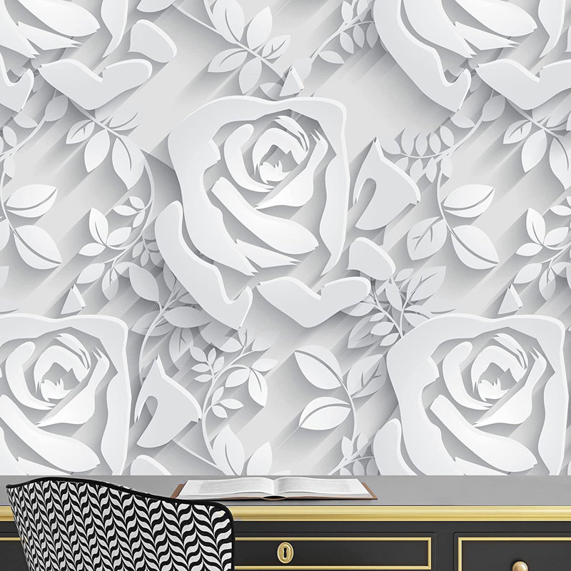 Murale rose, Blanc, L 144 po x L 8,33 po