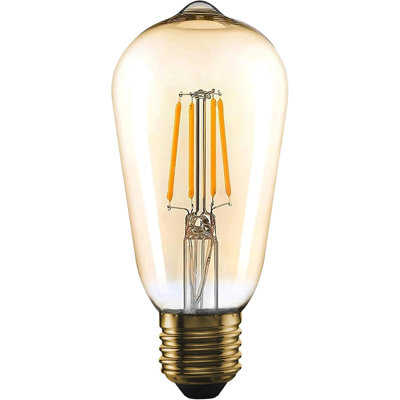 Vintage ST64 LED Edison Bulb E26 Base, 4W (40W Equivalent) Dimmable Clear Glass Filament Light, 450LM 2700K Warm White Decorative Retro Bulb for Home, Bedroom, and Café Lighting
