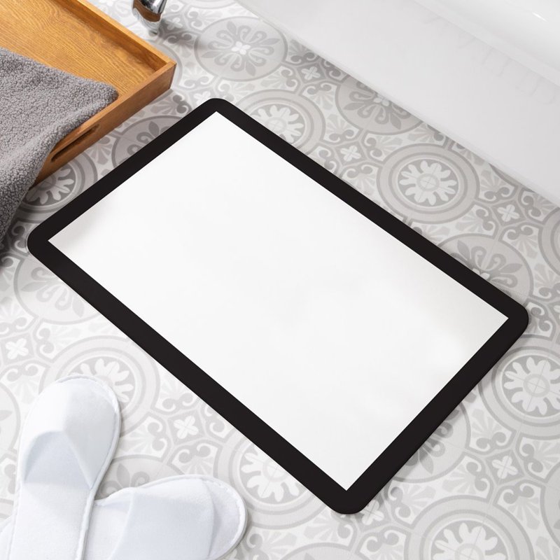 Non-Slip Bath Mat, Black/White