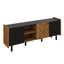 Meuble télé Mid-Century moderne avec 3 armoires, console multimédia pour téléviseur de 70 po ou moins, centre de divertissement et solution de rangement idéaux-2080332612