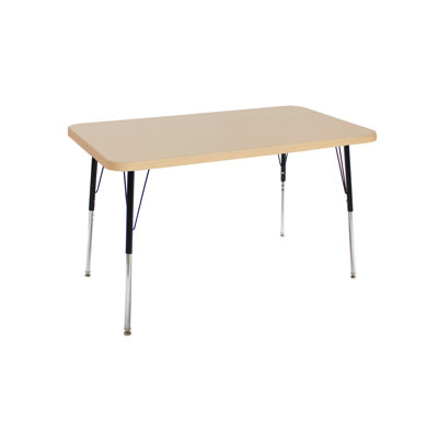 30" x 48" Rectangle Thermofused Woodgrain Activity Table with Standard Legs - Maple Grain/Black