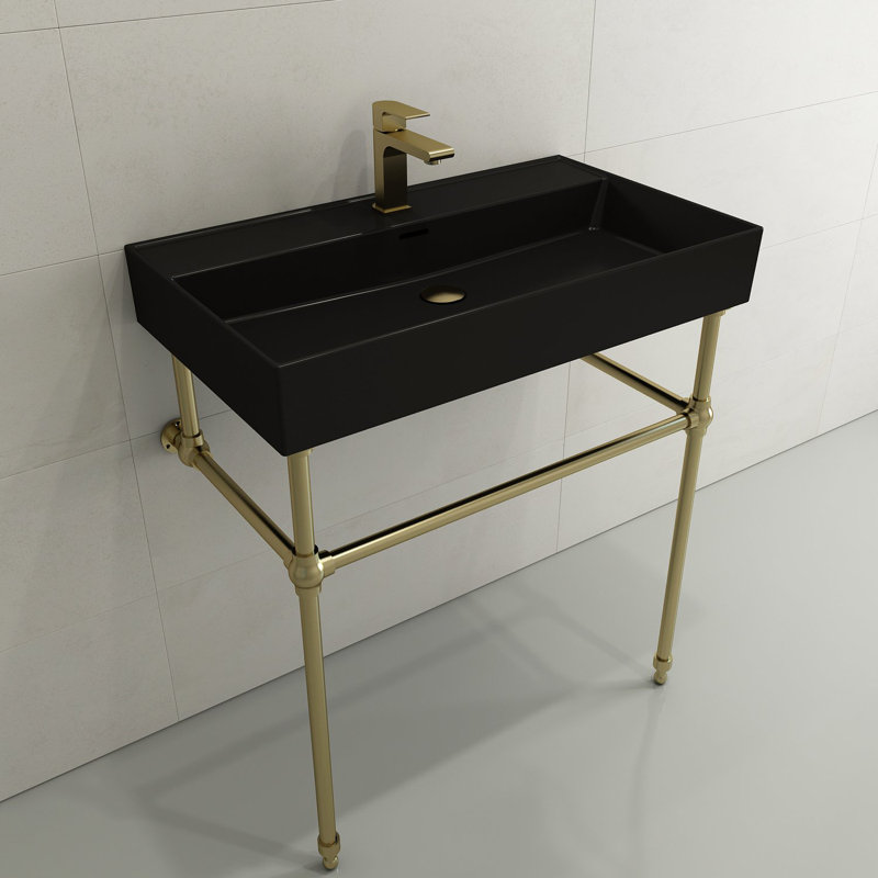 Milano 31.69'' L Bathroom Sink, Matte Black, 8" Widespread