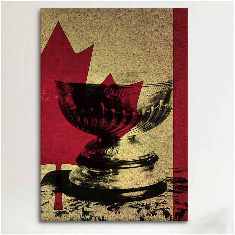 Hockey sur toile, "canada hockey, stanley cup-impression", H 18 po x l 12 po x P 0,75 po