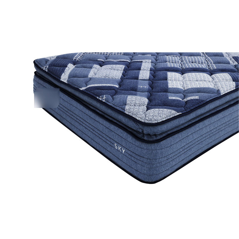 14 pouces, Bleu + multicolore, Unité à poches, Matelas King, Mousse à mémoire de forme, Couches de mousse, Ultra doux, Housse de lit, Taille compressée et roulée, Tissu doux