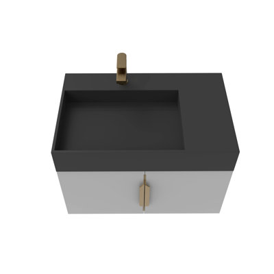 Amazon 30'' Wall Mounted Single Bathroom Vanity with Solid Surface Top