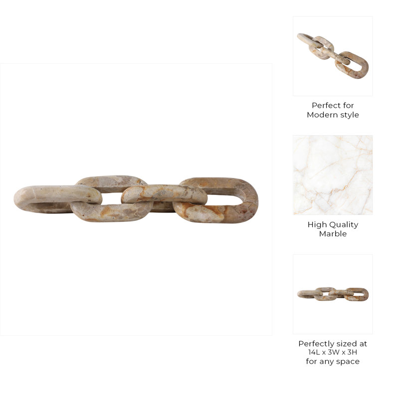 Sagebrook Home 14X3" 4-Link Marble Chain, Ivory/Beige
