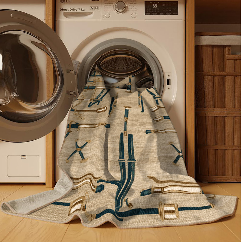  Washable Telescopes Nautical Area Rug, Rectangle 7 pi x 9 pi