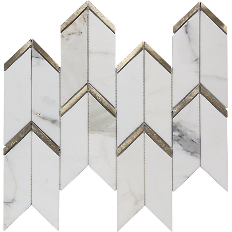 Harper 2" x 5" Herringbone/Chevron Mosaic Wall Tile