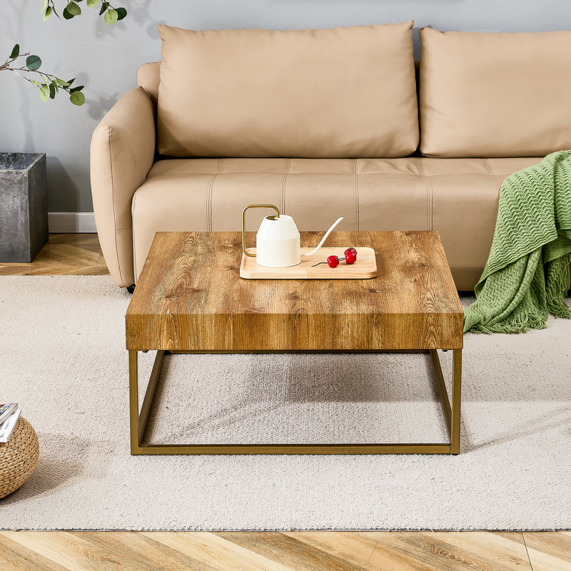 Table basse moderne avec pieds en métal 31,5 po x 31,5 po x 14,37 po Modern