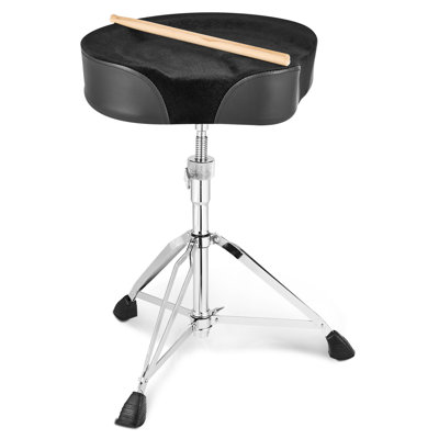 Hydraulic Saddle Drum Throne, 19.3-25.2 in / 490-640 mm Height Adjustable, Padded Drum Stool Seat with Anti-Slip Feet Drumsticks 500 lbs / 227 kg Max Weight Capacity, 360° Swivel for Drummers