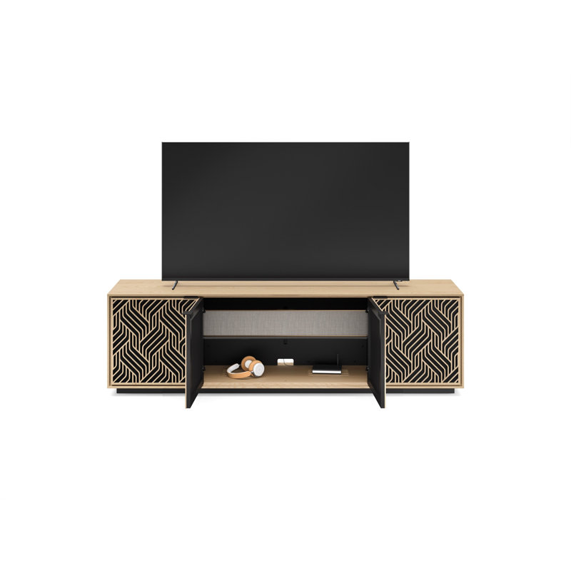Elements - Cabinet with Rolling Plinth Base - Weave Door, Washed Oak