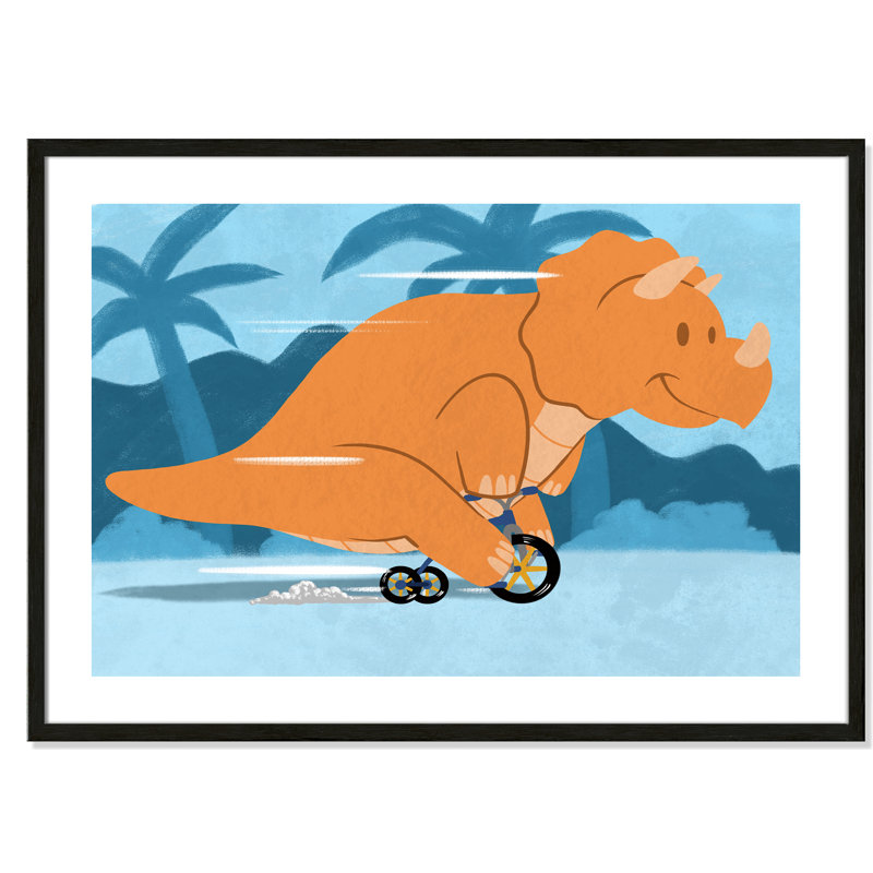 «Riding Dino 2», impression sur papier, H 24,5 po x l 34,5 po x P 1,18 po, Encadré de boîte noir