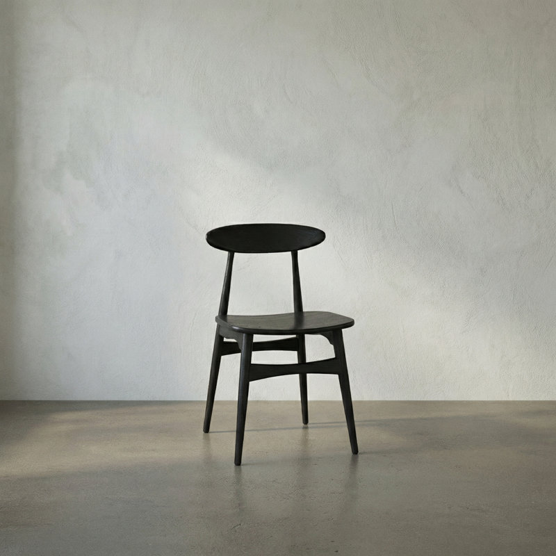 Surf Solid Wood Dining Chair, Charcoal Black