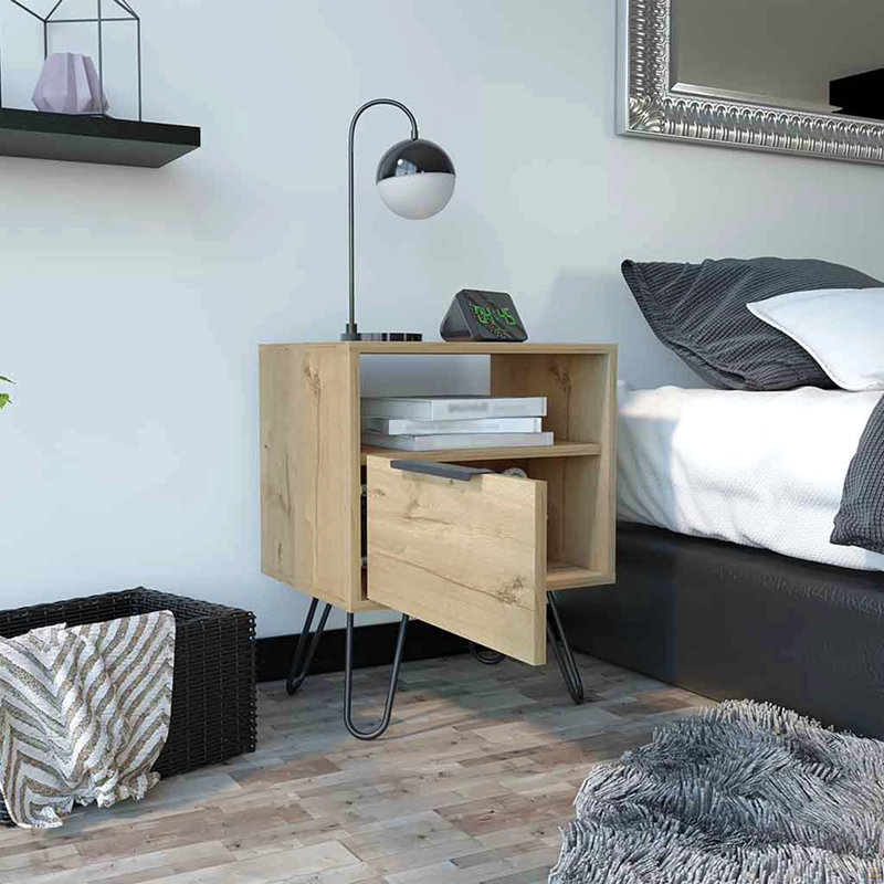 Nightstand Skyoner, Single Drawer, Light Oak
