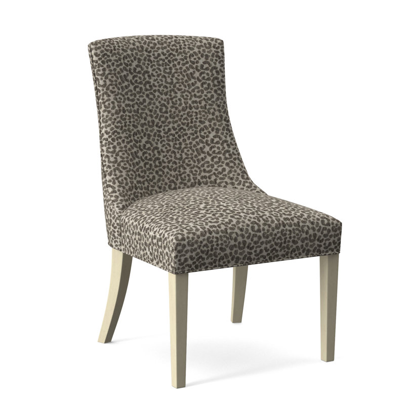 Tuxedo Slipper Dining Chair, Bisque Finish, Light Blue Performance Fabric; 0851-55